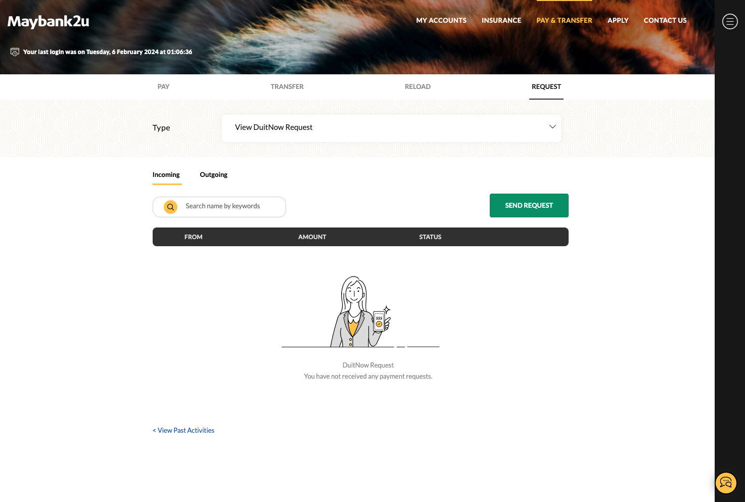 Screenshot of DuitNow request